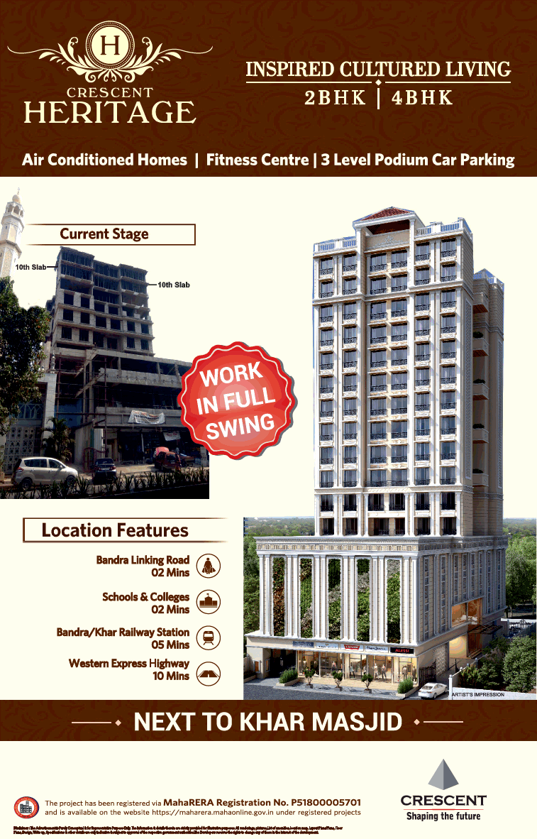 Launching inspired cultured living 2 & 4 bhk at Crescent Heritage in Mumbai Update